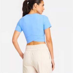 JoyLab Light Blue Cropped Short-Sleeve Top